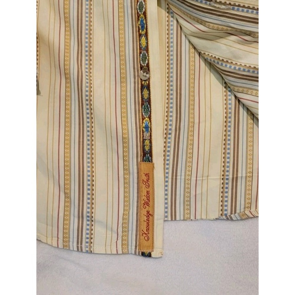 ROBERT GRAHAM MENS YELLOW STRIPED FLIP CUFF LONG SLEEVE BUTTONDOWN SIZE 2XLT - Picture 6 of 10